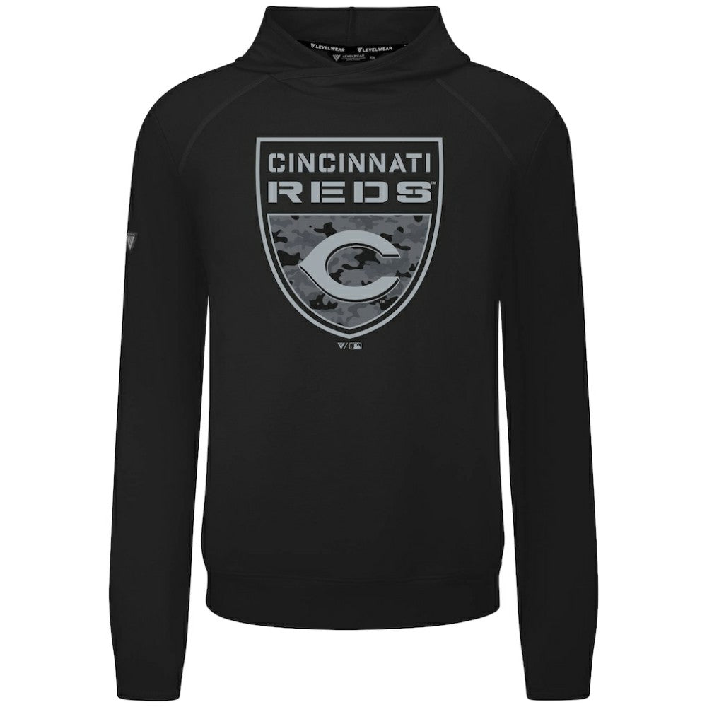 Cincinnati Reds Levelwear Mandate Buckler Tri-Blend Pullover Hoodie - Black - MLB Online
