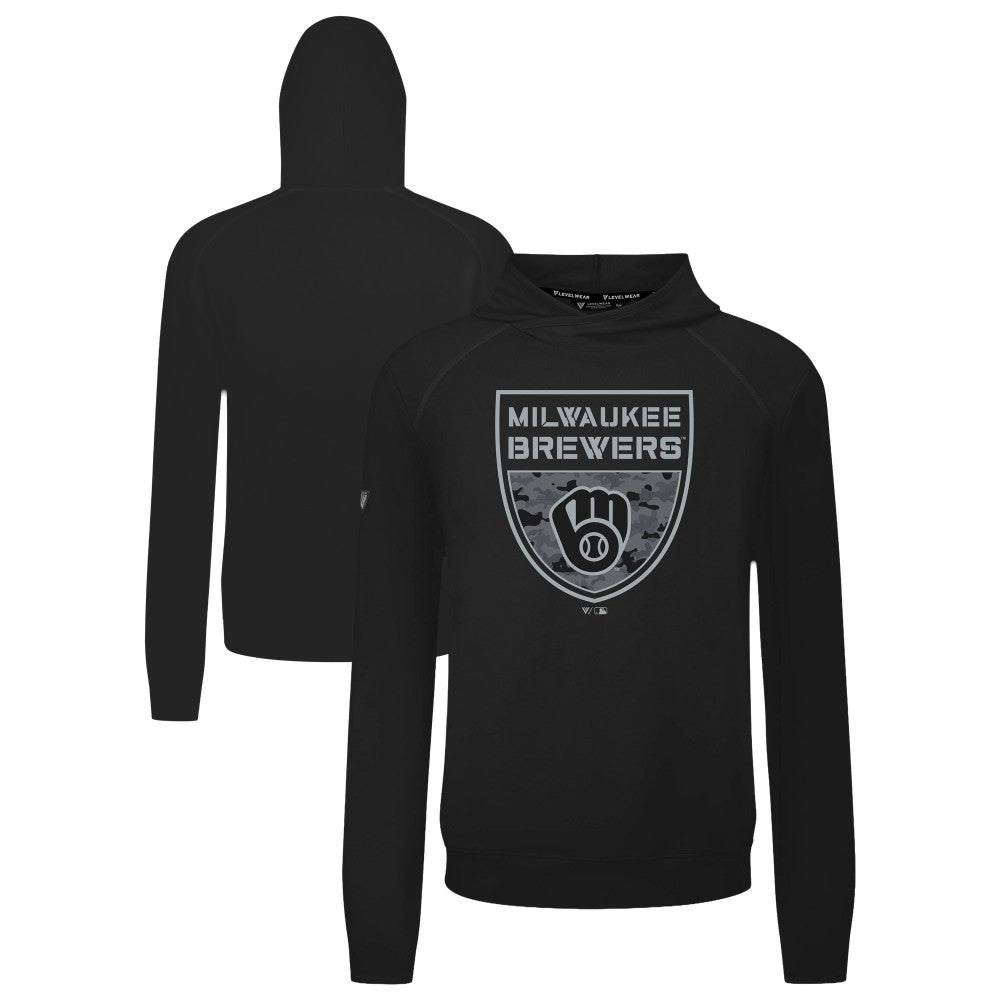 Milwaukee Brewers Levelwear Mandate Buckler Tri-Blend Pullover Hoodie - Black - MLB Online
