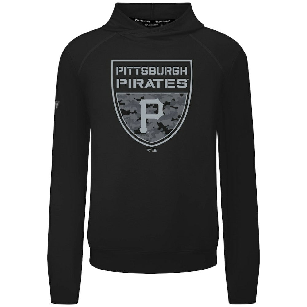 Pittsburgh Pirates Levelwear Mandate Buckler Tri-Blend Pullover Hoodie - Black - MLB Lifestyle