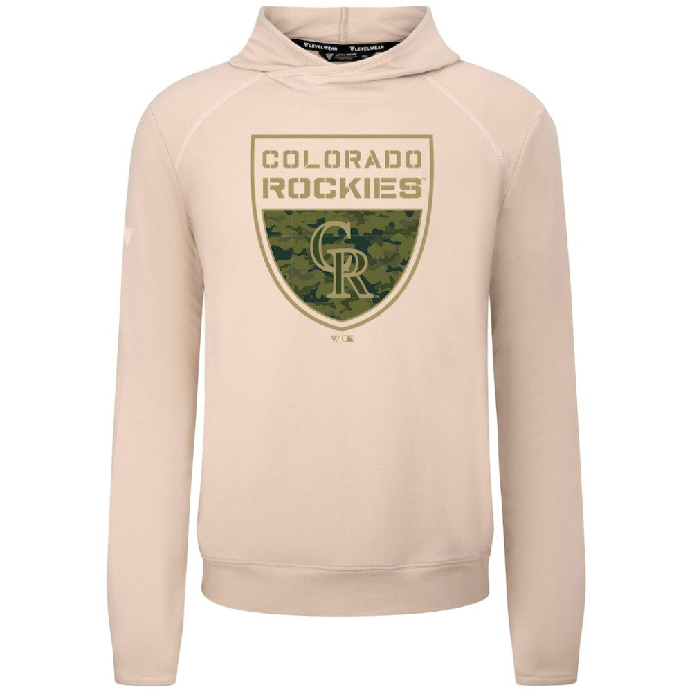 Colorado Rockies Levelwear Mandate Buckler Tri-Blend Pullover Hoodie - Khaki - MLB Sale