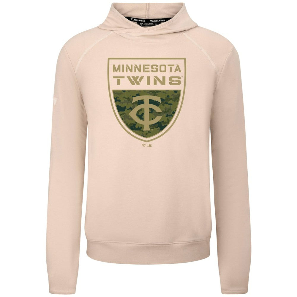 Minnesota Twins Levelwear Mandate Buckler Tri-Blend Pullover Hoodie - Khaki - MLB on Sale