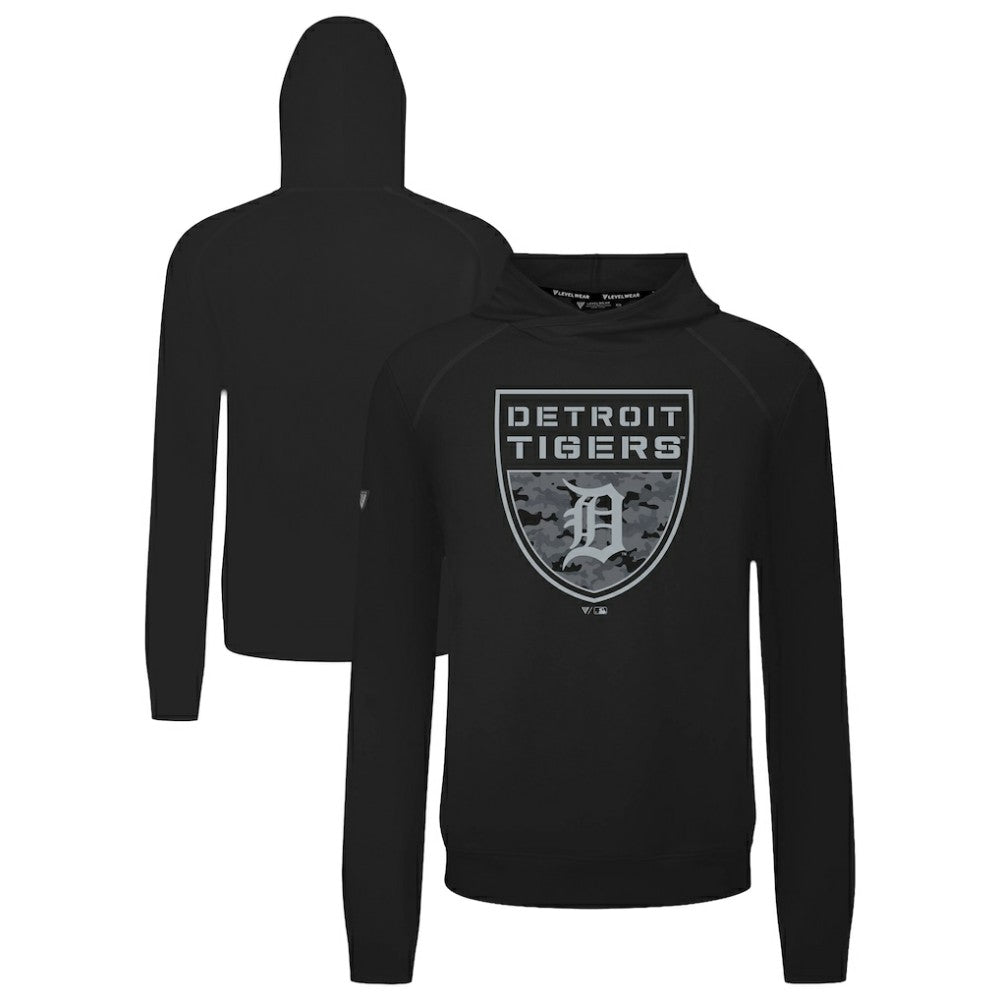 Detroit Tigers Levelwear Mandate Buckler Tri-Blend Pullover Hoodie - Black - MLB Discount