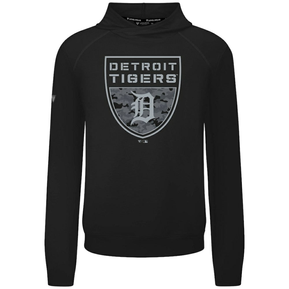 Detroit Tigers Levelwear Mandate Buckler Tri-Blend Pullover Hoodie - Black - MLB Discount