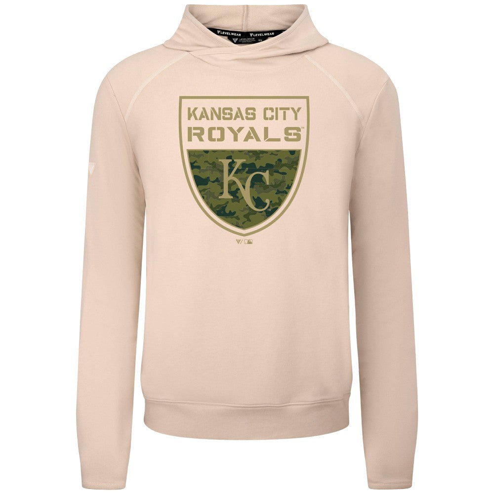 Kansas City Royals Levelwear Mandate Buckler Tri-Blend Pullover Hoodie - Khaki - MLB Online