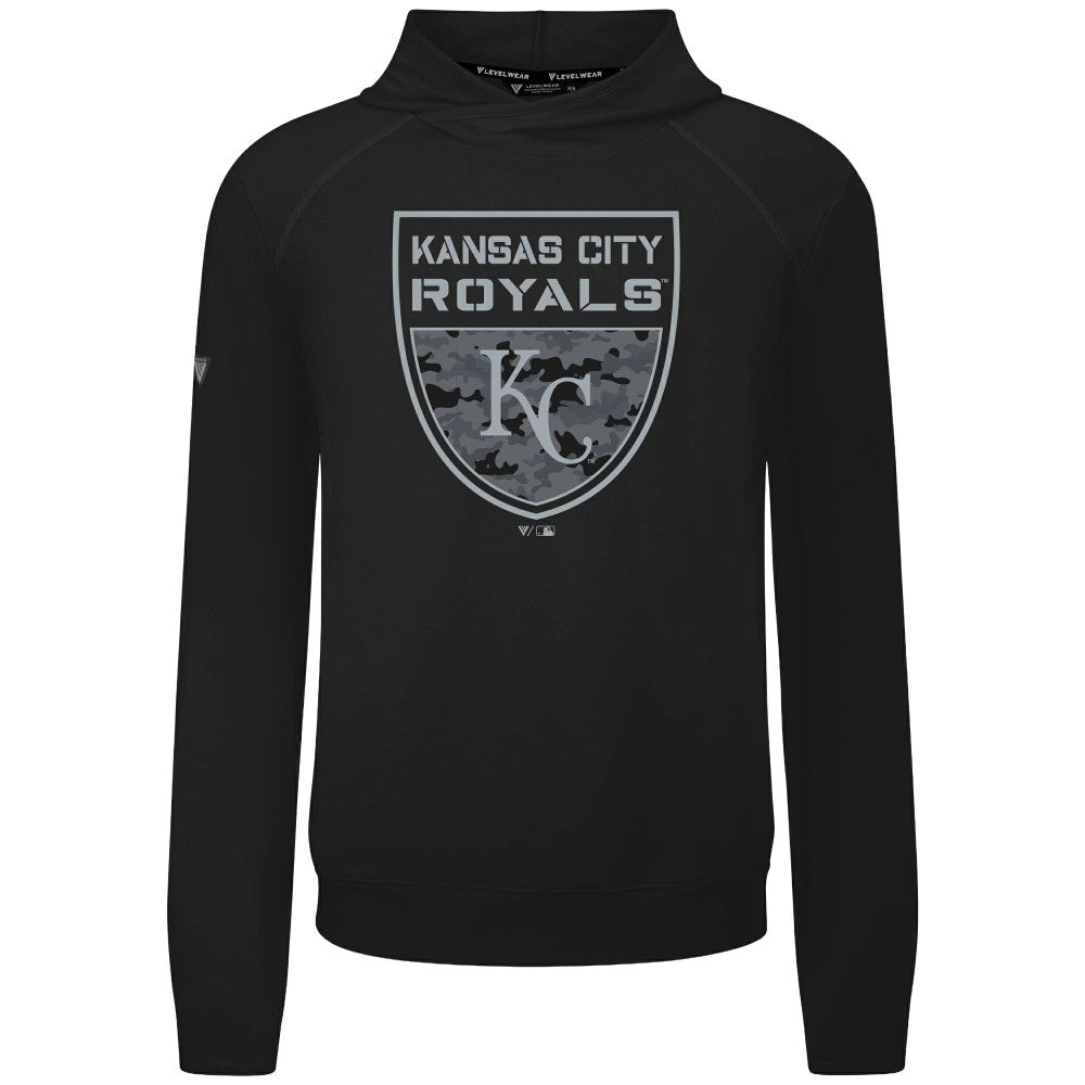 Kansas City Royals Levelwear Mandate Buckler Tri-Blend Pullover Hoodie - Black - MLB on Sale