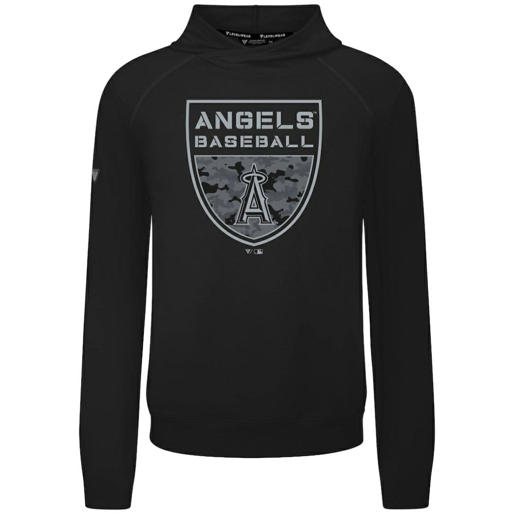 Los Angeles Angels Levelwear Mandate Buckler Tri-Blend Pullover Hoodie - Black - MLB Discount