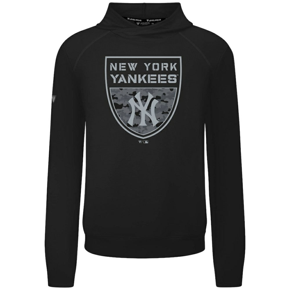 New York Yankees Levelwear Mandate Buckler Tri-Blend Pullover Hoodie - Black - MLB Discount