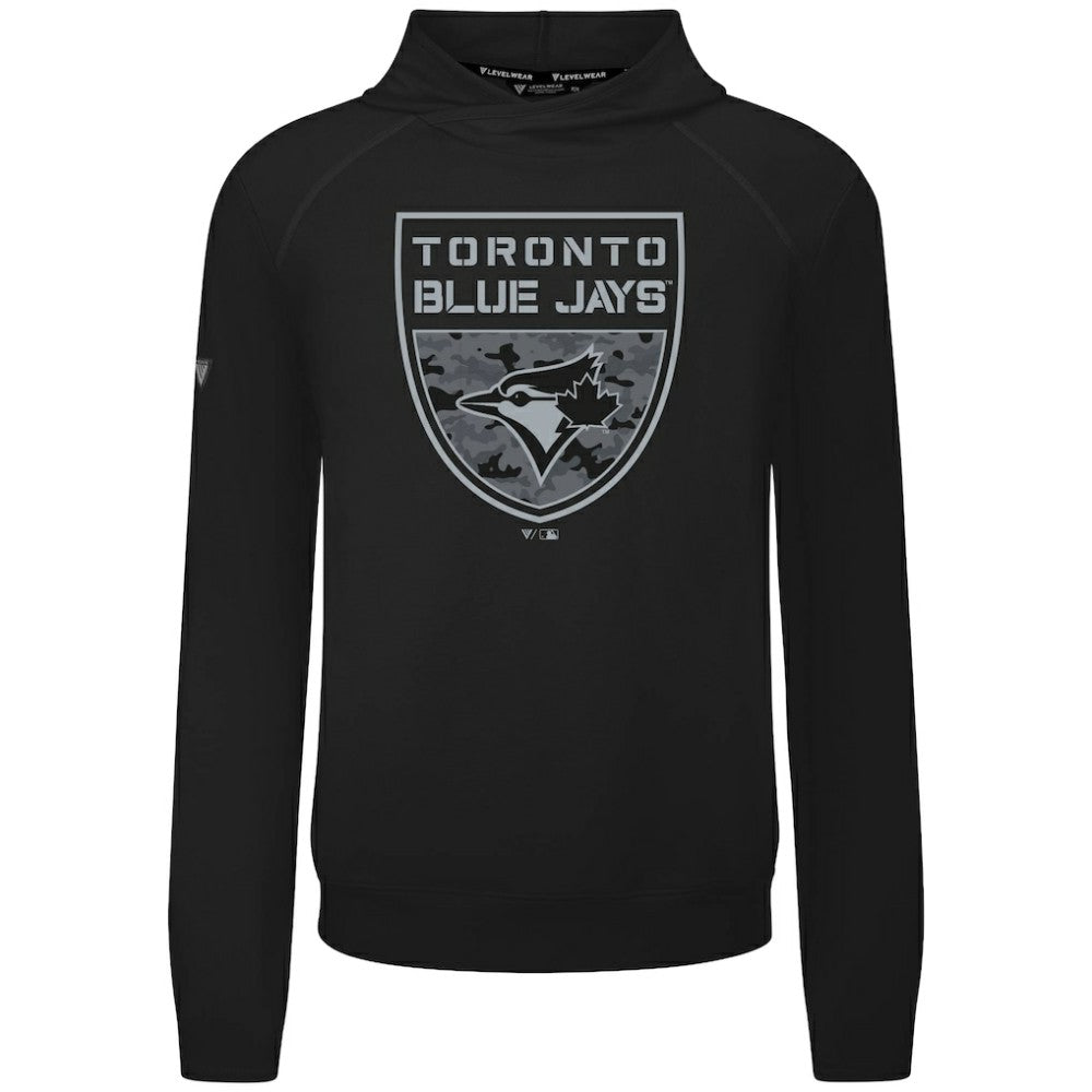 Toronto Blue Jays Levelwear Mandate Buckler Tri-Blend Pullover Hoodie - Black - MLB Sale