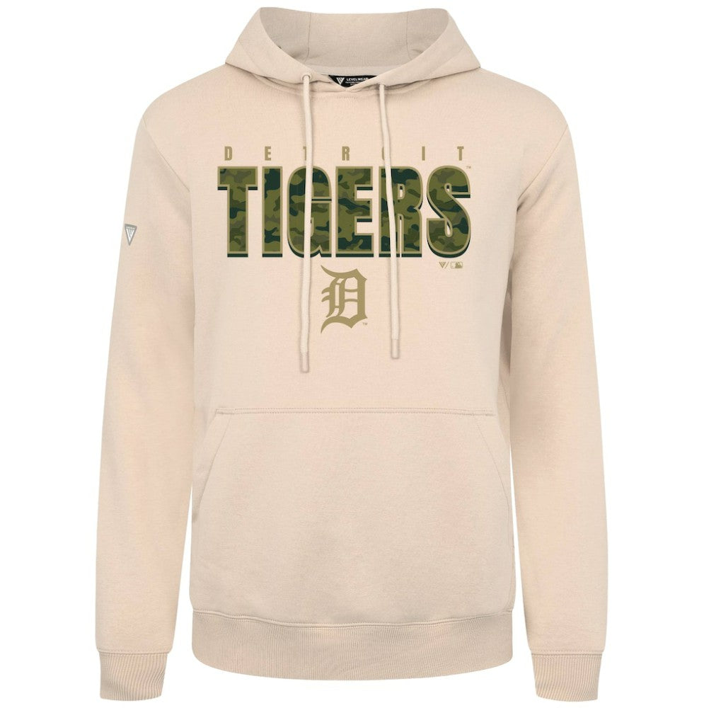 Detroit Tigers Levelwear Podium Protect Pullover Hoodie - Khaki - MLB Lifestyle