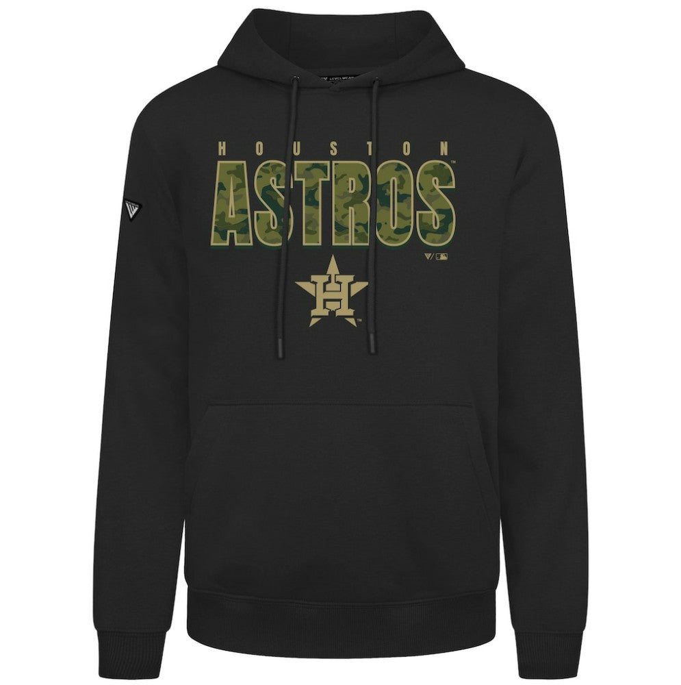 Houston Astros Levelwear Podium Protect Pullover Hoodie - Black - MLB Lifestyle
