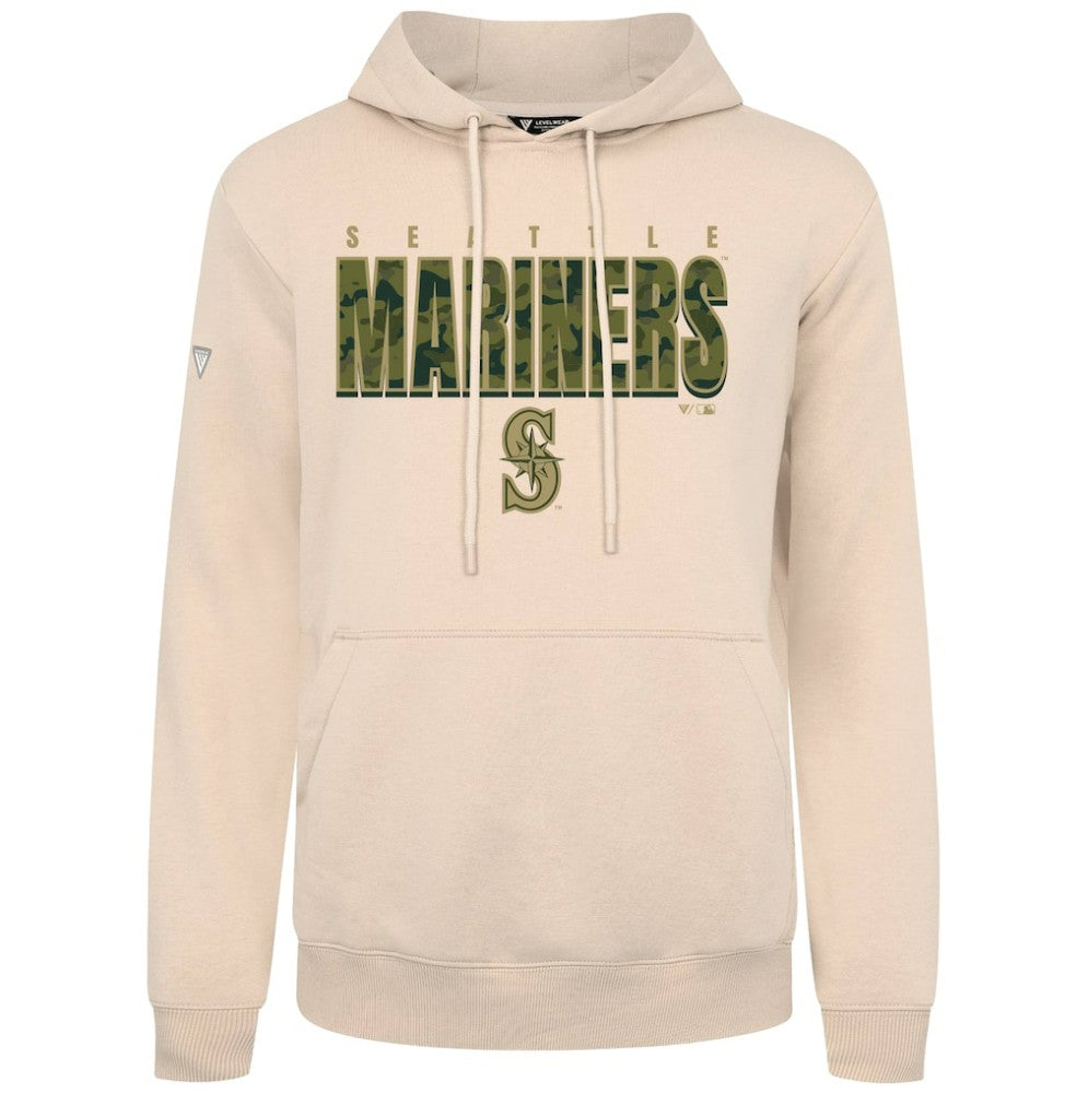 Seattle Mariners Levelwear Podium Protect Pullover Hoodie - Khaki - MLB Lifestyle