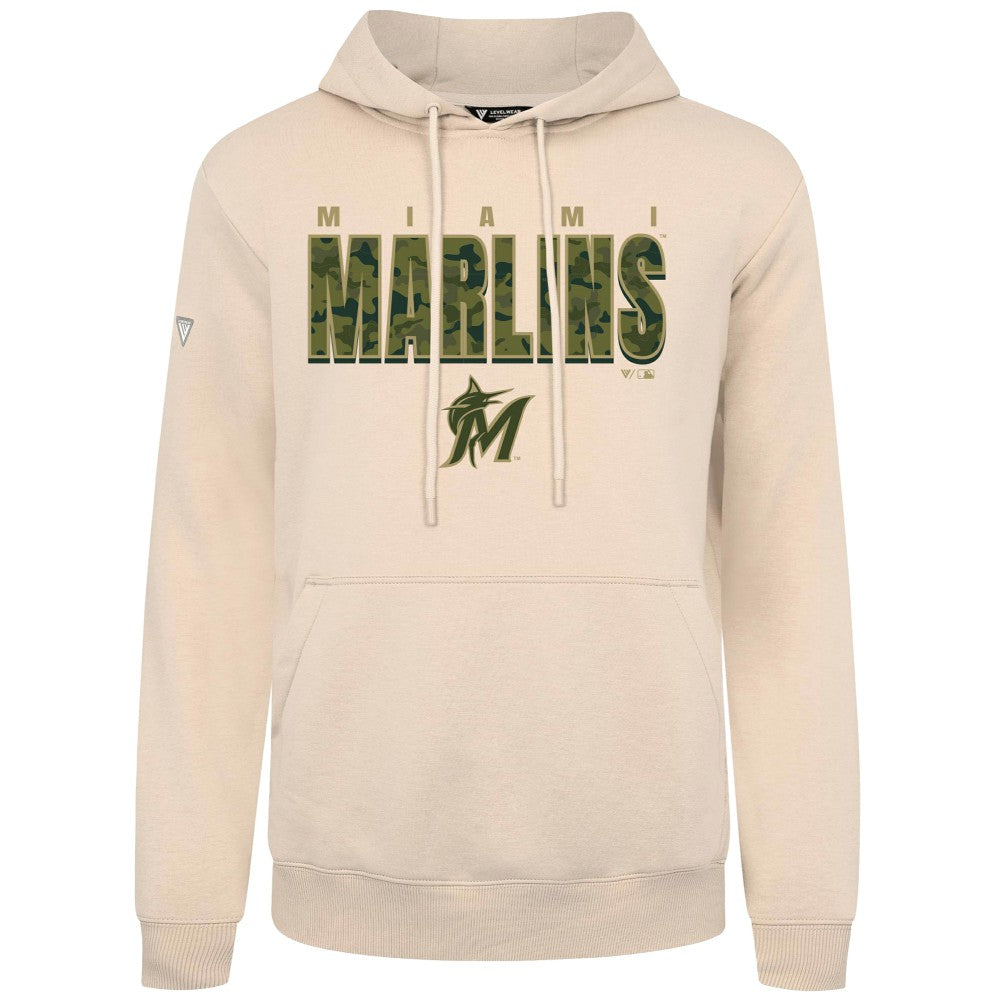 Miami Marlins Levelwear Podium Protect Pullover Hoodie - Khaki - MLB Online