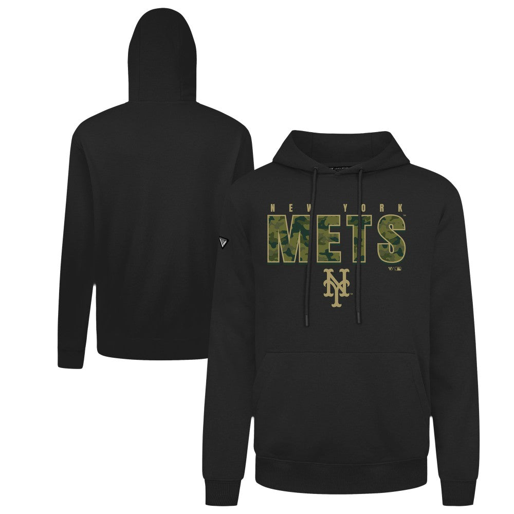 New York Mets Levelwear Podium Protect Pullover Hoodie - Black - MLB Lifestyle