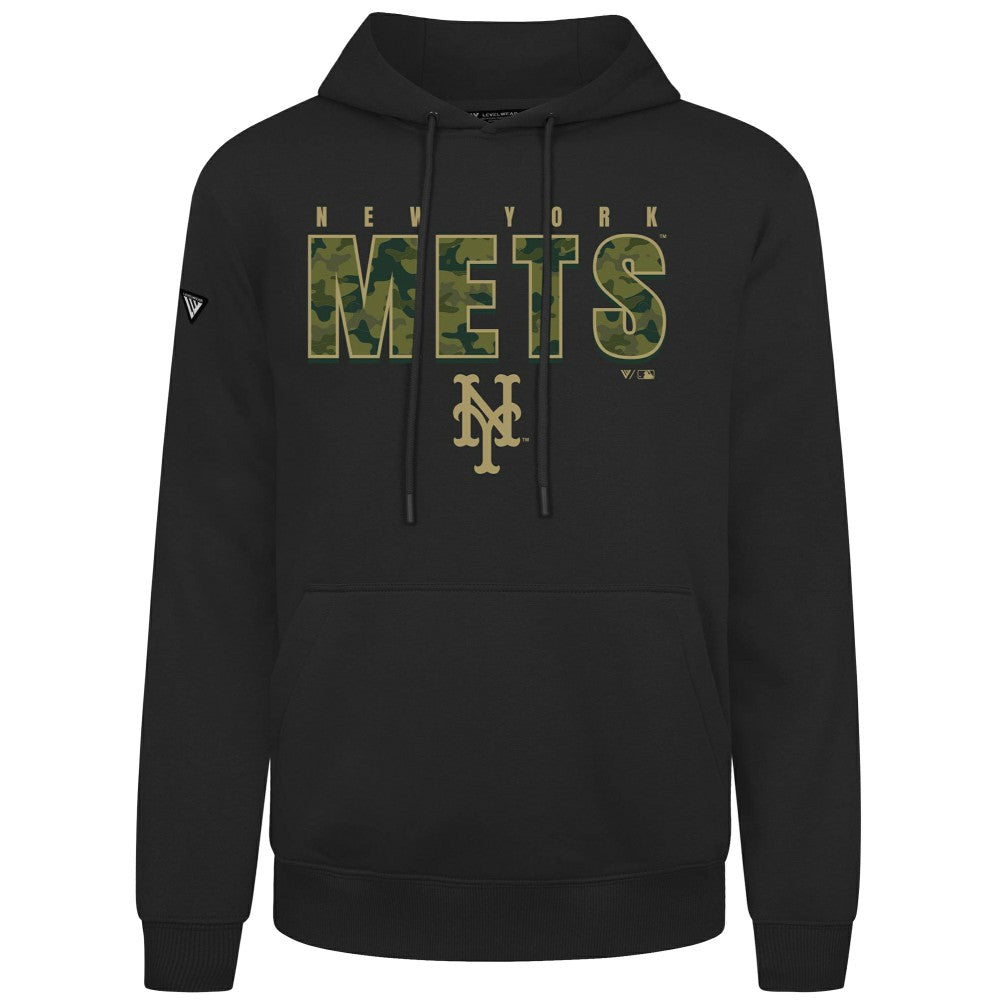 New York Mets Levelwear Podium Protect Pullover Hoodie - Black - MLB Lifestyle