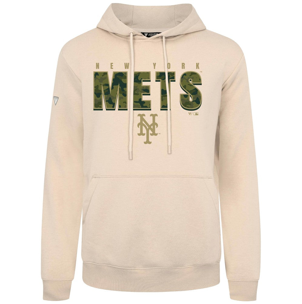 New York Mets Levelwear Podium Protect Pullover Hoodie - Khaki - MLB on Sale