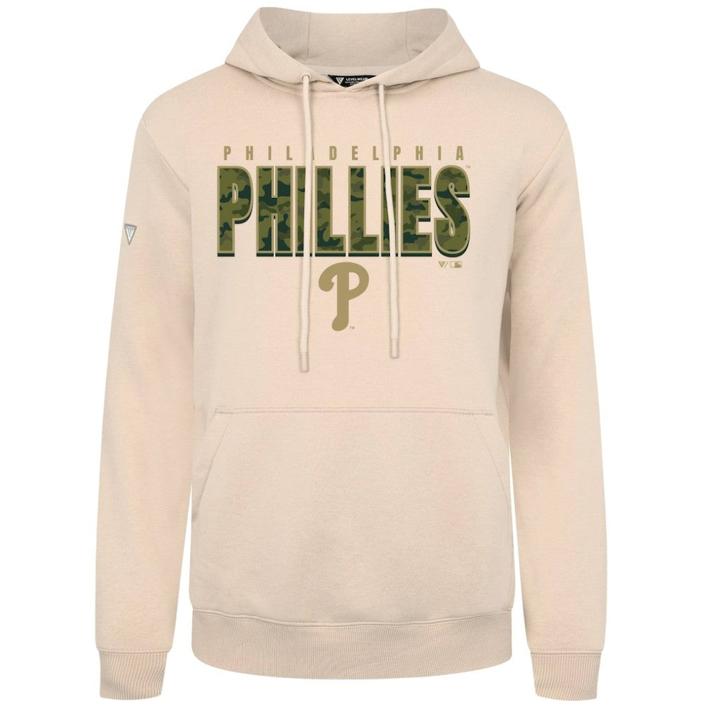 Philadelphia Phillies Levelwear Podium Protect Pullover Hoodie - Khaki - MLB Discount