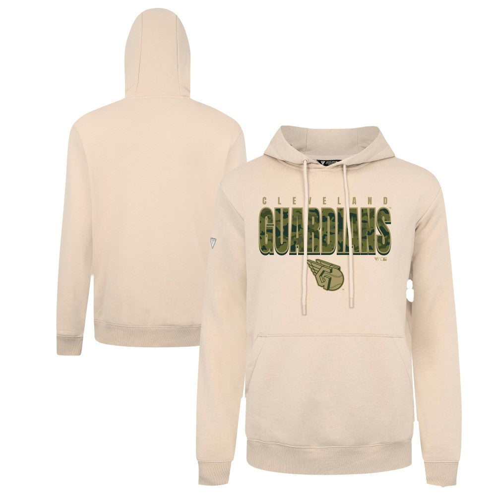 Cleveland Guardians Levelwear Podium Protect Pullover Hoodie - Khaki - MLB Lifestyle
