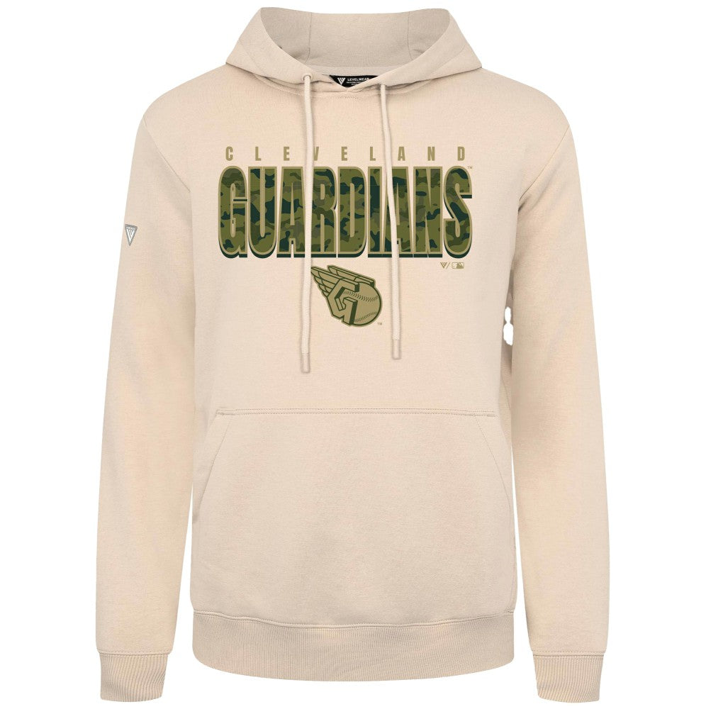 Cleveland Guardians Levelwear Podium Protect Pullover Hoodie - Khaki - MLB Lifestyle