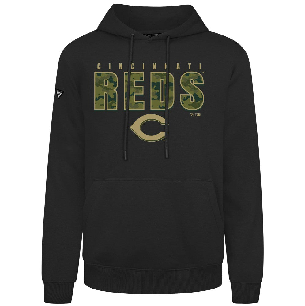 Cincinnati Reds Levelwear Podium Protect Pullover Hoodie - Black - MLB Discount