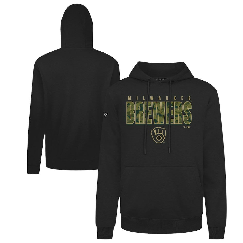 Milwaukee Brewers Levelwear Podium Protect Pullover Hoodie - Black - MLB Lifestyle