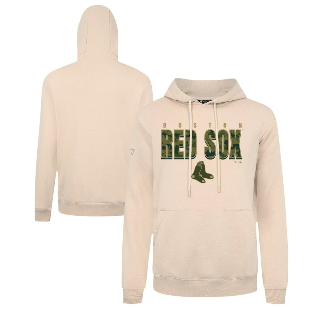 Boston Red Sox Levelwear Podium Protect Pullover Hoodie - Khaki - MLB Lifestyle