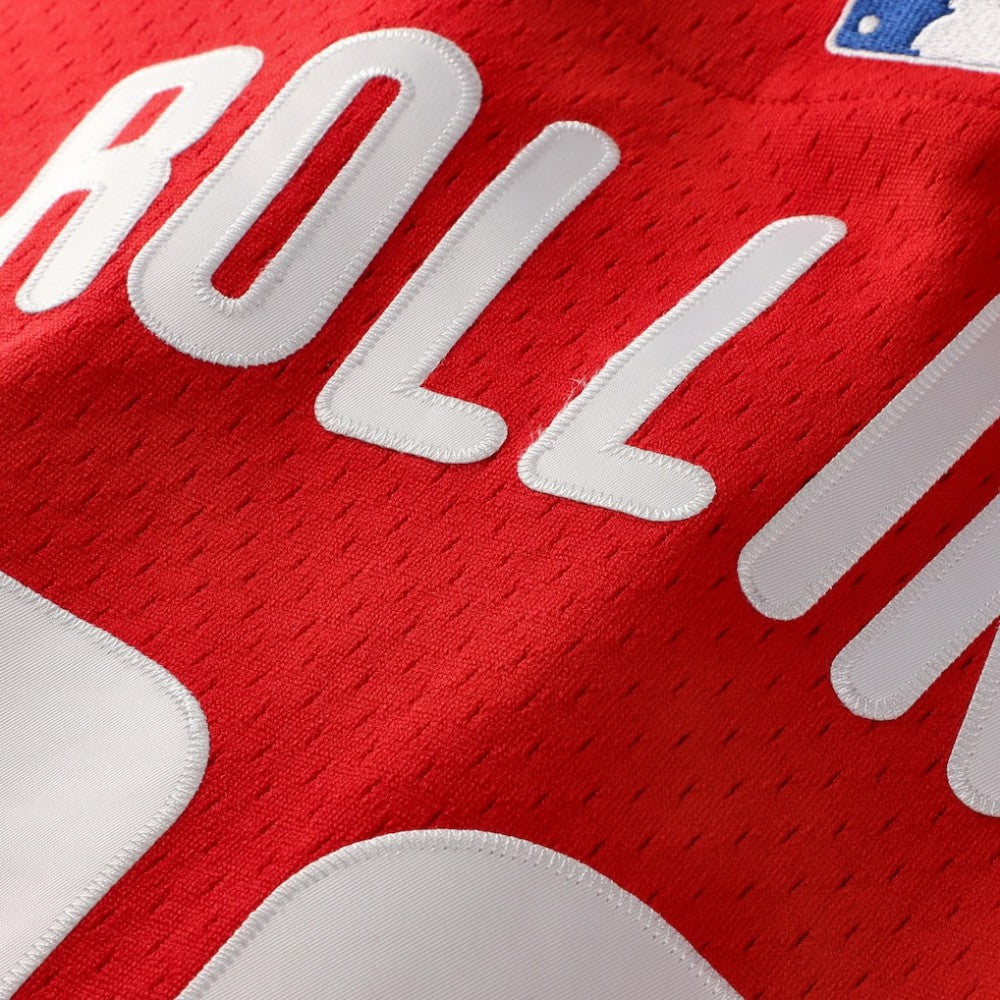 Jimmy Rollins Philadelphia Phillies Mitchell & Ness Cooperstown Mesh Batting Practice Button-Up Jersey - Red - Mitchell & Ness Lifestyle