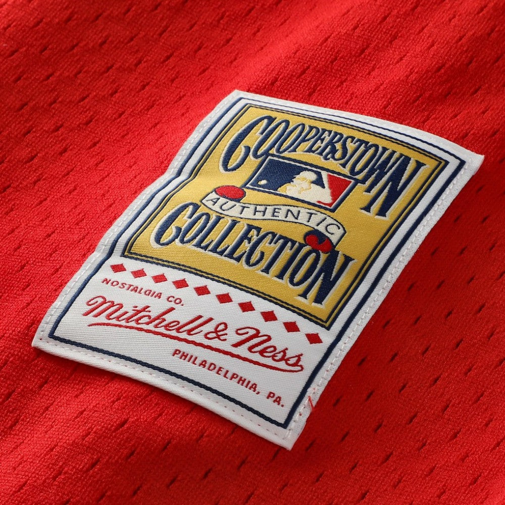 Jimmy Rollins Philadelphia Phillies Mitchell & Ness Cooperstown Mesh Batting Practice Button-Up Jersey - Red - Mitchell & Ness Lifestyle