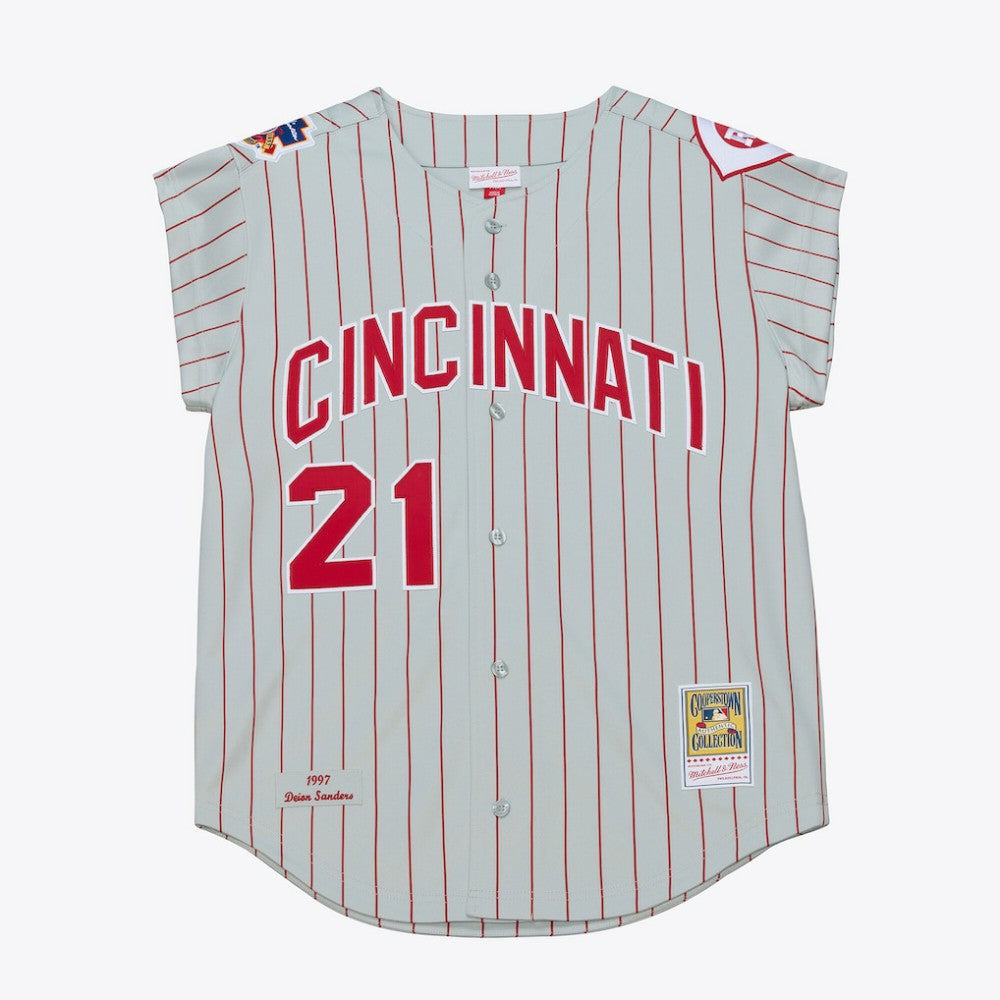 Deion Sanders Cincinnati Reds Mitchell & Ness 1997 Authentic Jersey - Gray - Mitchell & Ness Discount