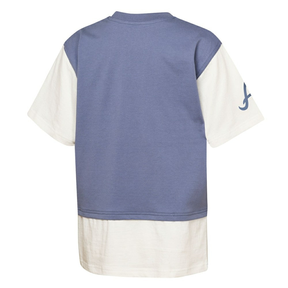 Atlanta Braves Outerstuff Youth Ultimate Pastels Premium Double Run T-Shirt - Navy/Cream - MLB Discount