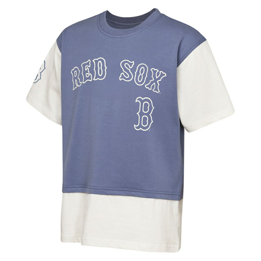 Boston Red Sox Outerstuff Youth Ultimate Pastels Premium Double Run T-Shirt - Navy/Cream - MLB on Sale