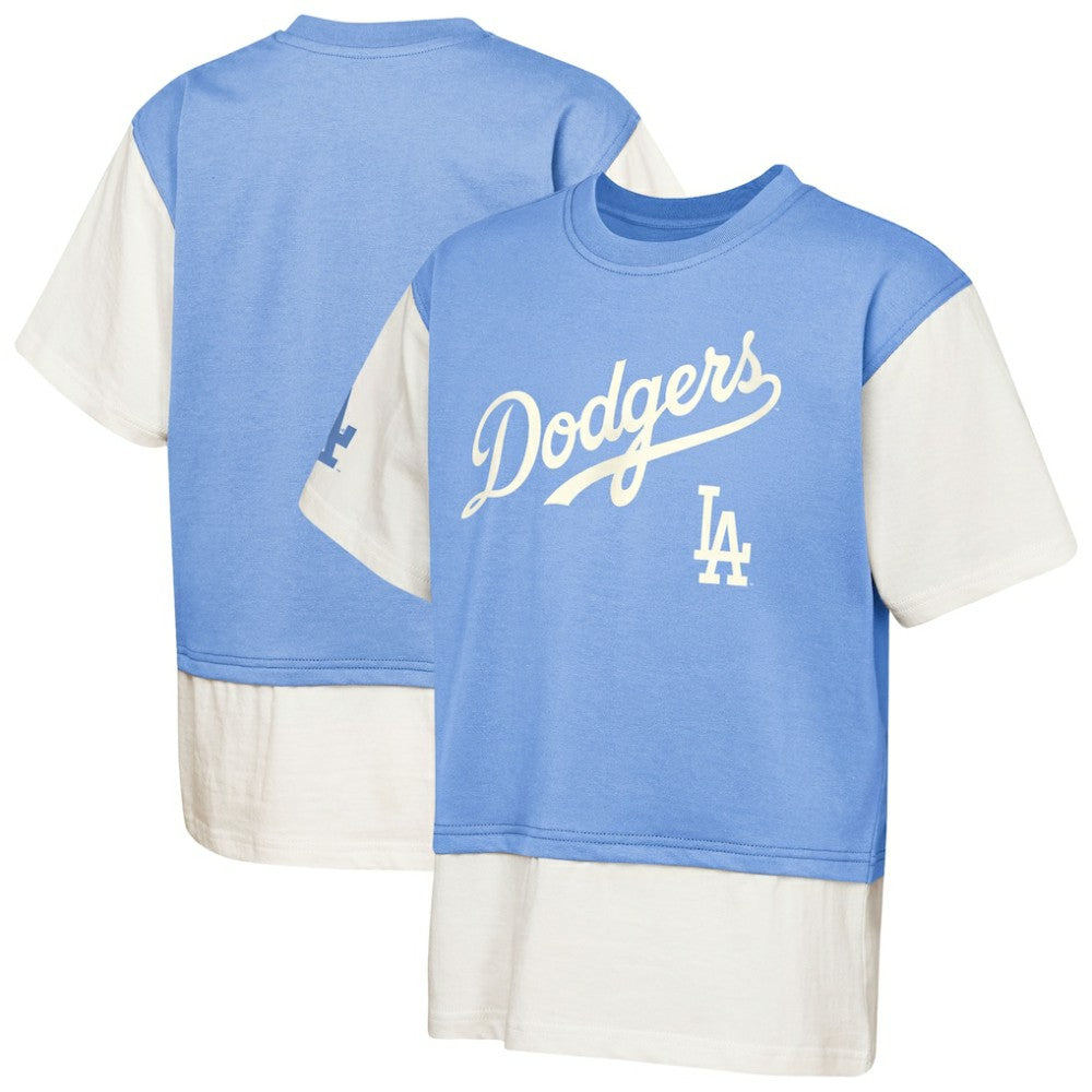 Los Angeles Dodgers Outerstuff Youth Ultimate Pastels Premium Double Run T-Shirt - Royal/Cream - MLB on Sale