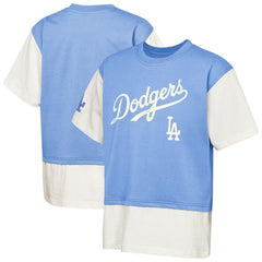Los Angeles Dodgers Outerstuff Youth Ultimate Pastels Premium Double Run T-Shirt - Royal/Cream - MLB on Sale
