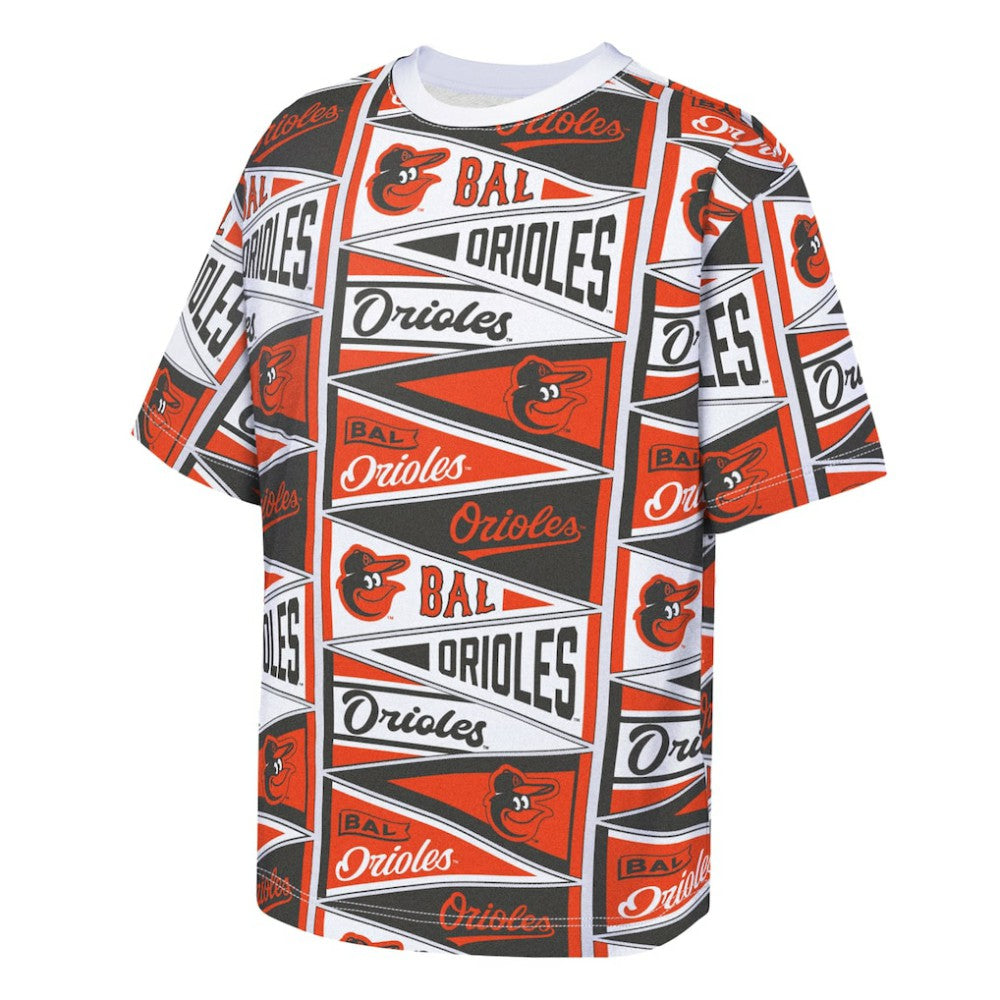 Baltimore Orioles Outerstuff Youth All-Over Pennant T-Shirt - Orange - MLB Lifestyle