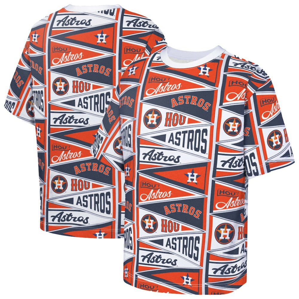 Houston Astros Outerstuff Youth All-Over Pennant T-Shirt - Orange - MLB Lifestyle