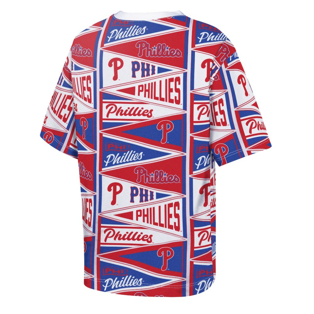 Philadelphia Phillies Outerstuff Youth All-Over Pennant T-Shirt - Red - MLB Lifestyle
