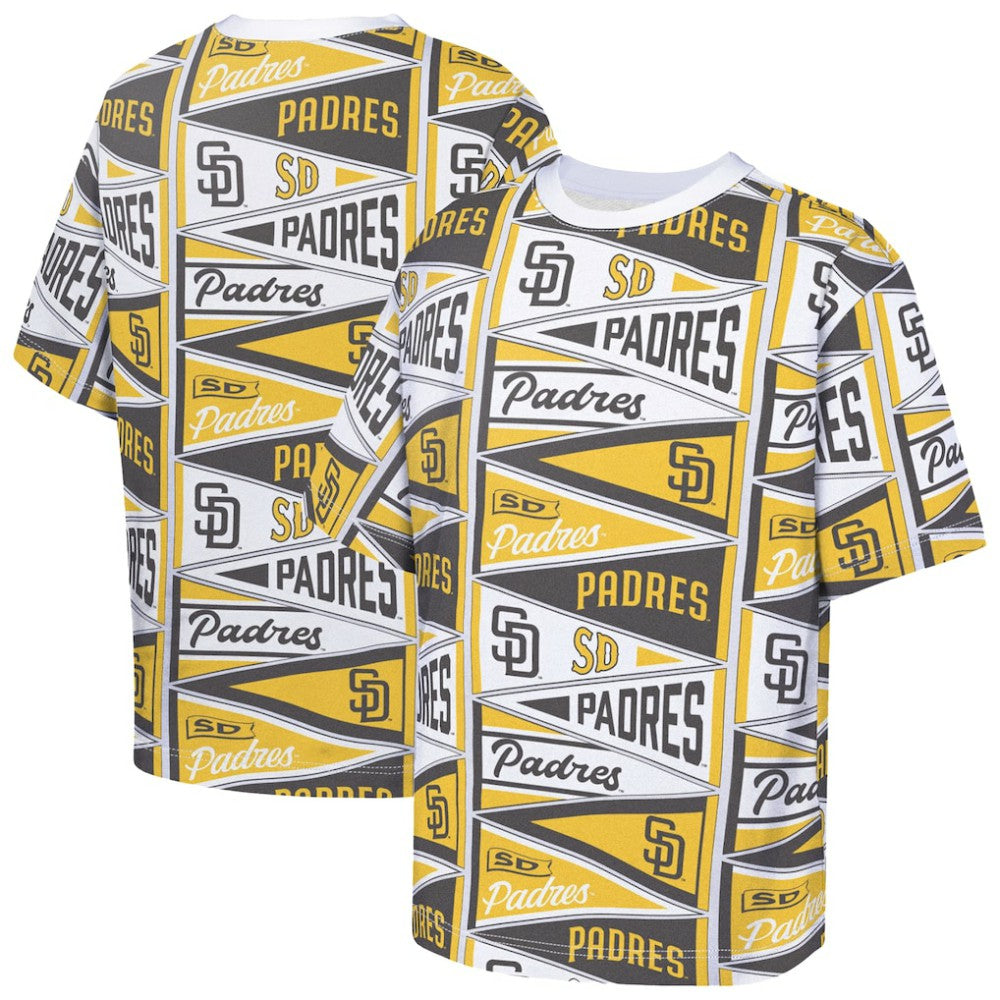 San Diego Padres Outerstuff Youth All-Over Pennant T-Shirt - Yellow - MLB Lifestyle