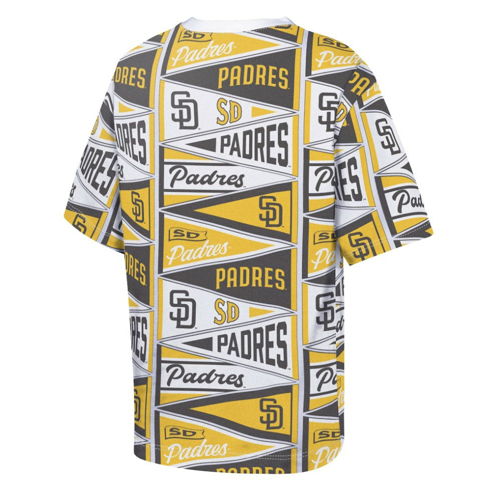 San Diego Padres Outerstuff Youth All-Over Pennant T-Shirt - Yellow - MLB Lifestyle