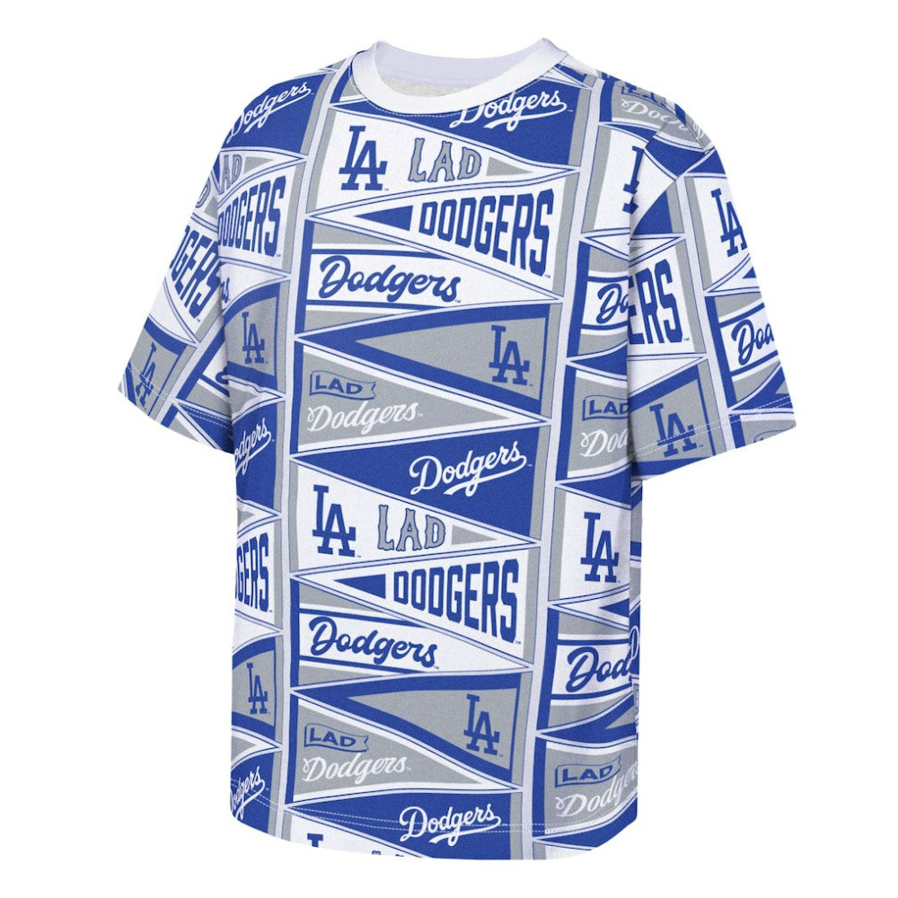 Los Angeles Dodgers Outerstuff Youth All-Over Pennant T-Shirt - Blue - MLB Lifestyle