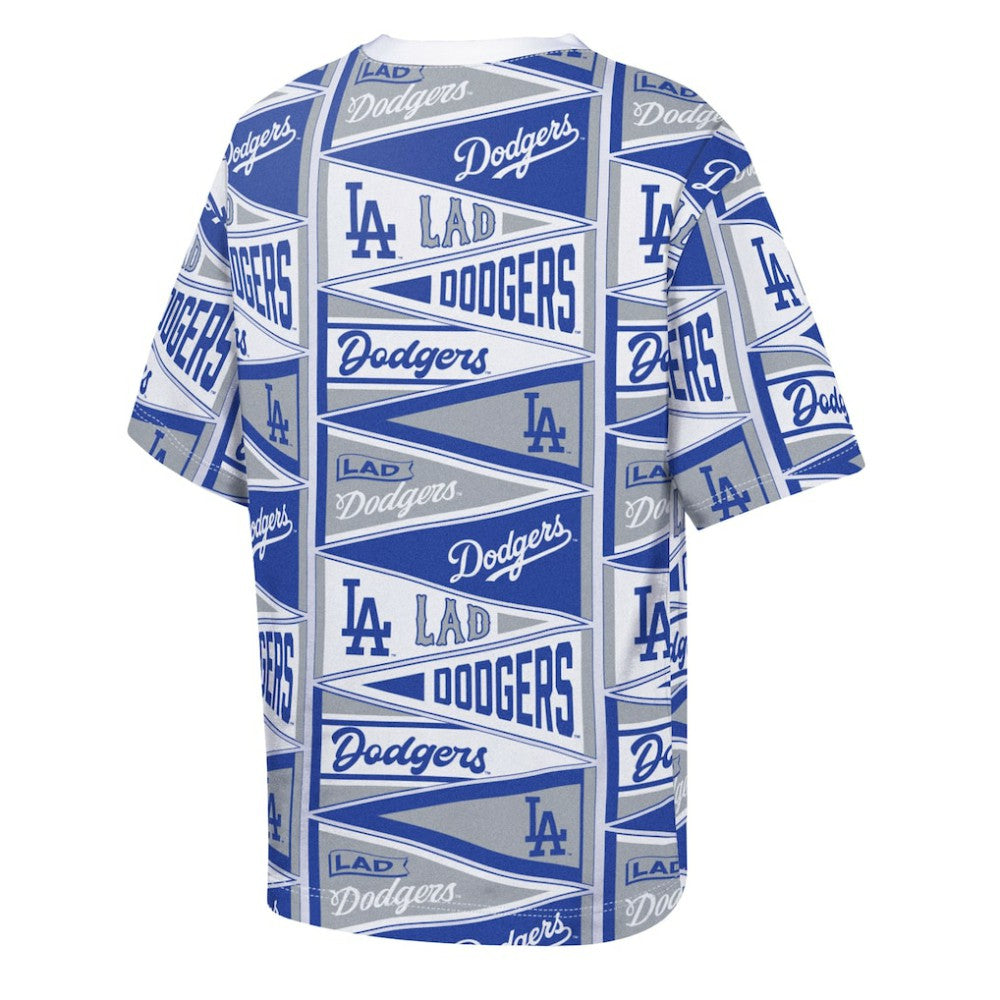 Los Angeles Dodgers Outerstuff Youth All-Over Pennant T-Shirt - Blue - MLB Lifestyle