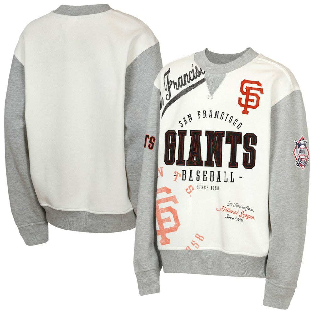San Francisco Giants Outerstuff Youth Big League Power Hit Fleece Sweatshirt - Cream/Gray - MLB Online