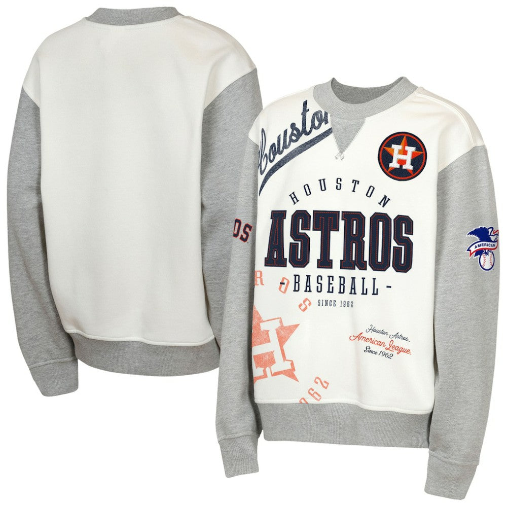 Houston Astros Outerstuff Youth Big League Power Hit Fleece Sweatshirt - Cream/Gray - MLB Online