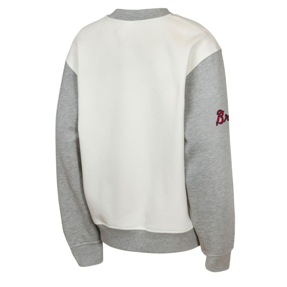 Atlanta Braves Outerstuff Youth Big League Power Hit Fleece Sweatshirt - Cream/Gray - MLB Sale