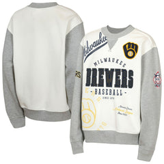 Milwaukee Brewers Outerstuff Youth Big League Power Hit Fleece Sweatshirt - Cream/Gray - MLB Online