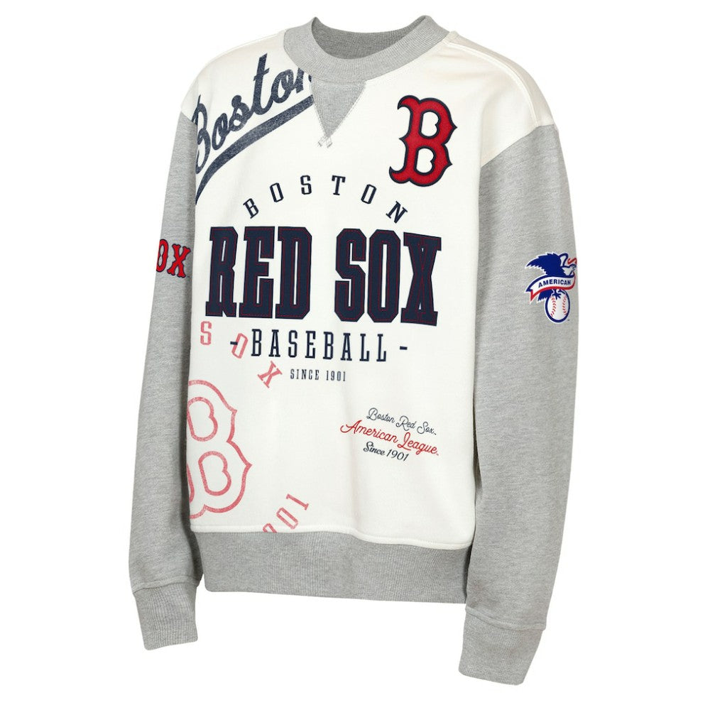 Boston Red Sox Outerstuff Youth Big League Power Hit Fleece Sweatshirt - Cream/Gray - MLB Discount
