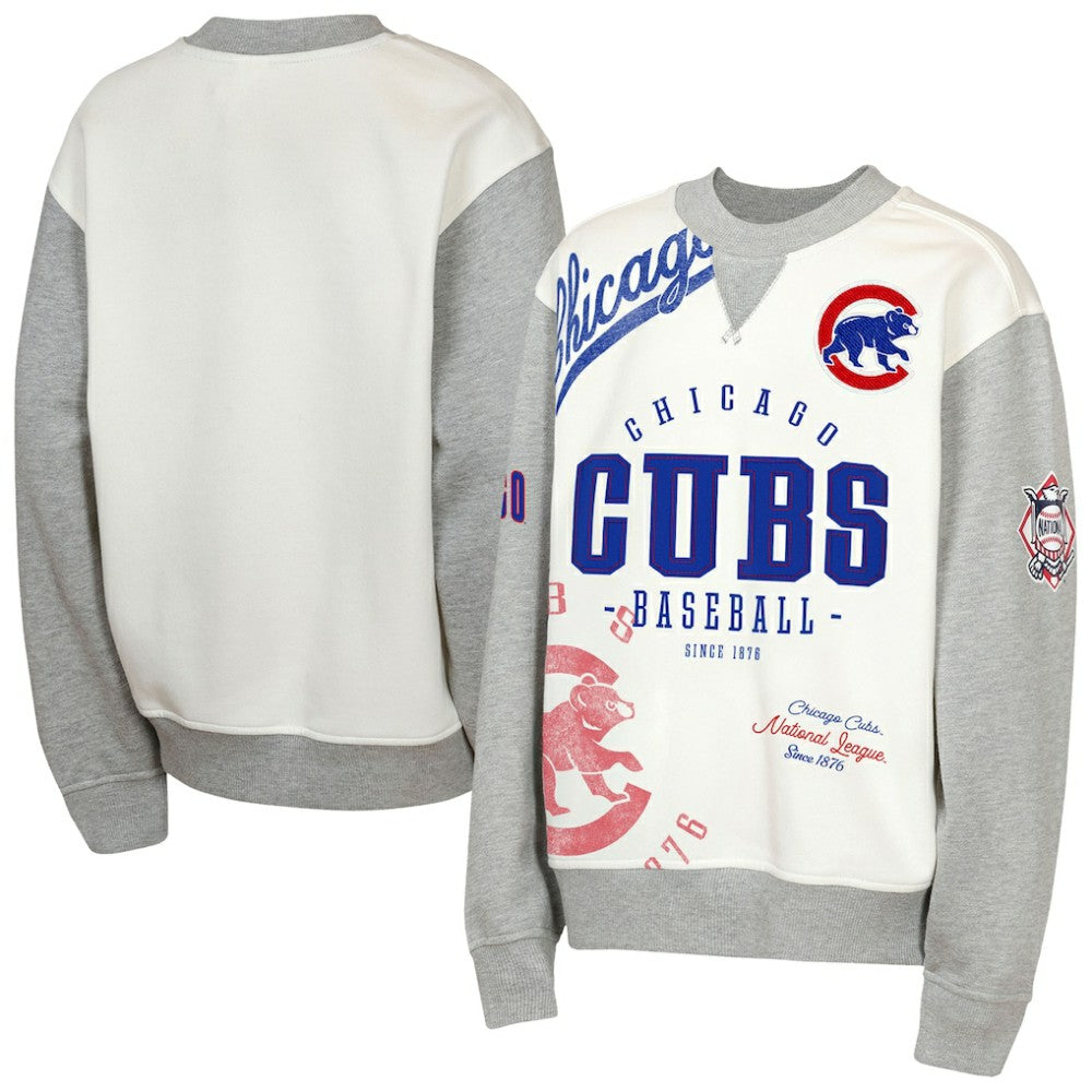 Chicago Cubs Outerstuff Youth Big League Power Hit Fleece Sweatshirt - Cream/Gray - MLB Online
