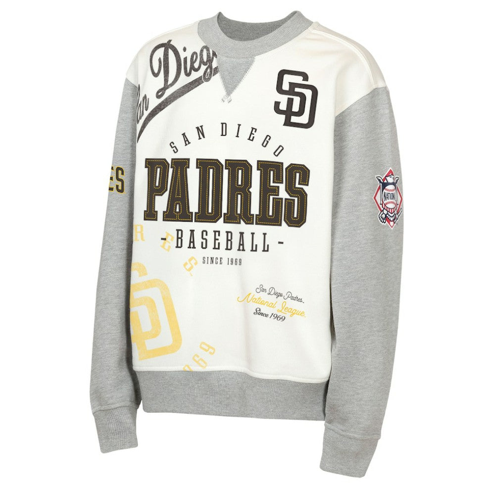 San Diego Padres Outerstuff Youth Big League Power Hit Fleece Sweatshirt - Cream/Gray - MLB on Sale
