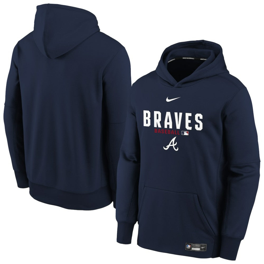 Atlanta Braves Nike Youth Authentic Collection Therma-FIT Hoodie - Navy - Nike Lifestyle