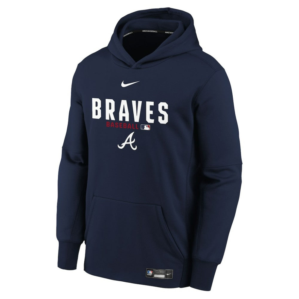 Atlanta Braves Nike Youth Authentic Collection Therma-FIT Hoodie - Navy - Nike Lifestyle