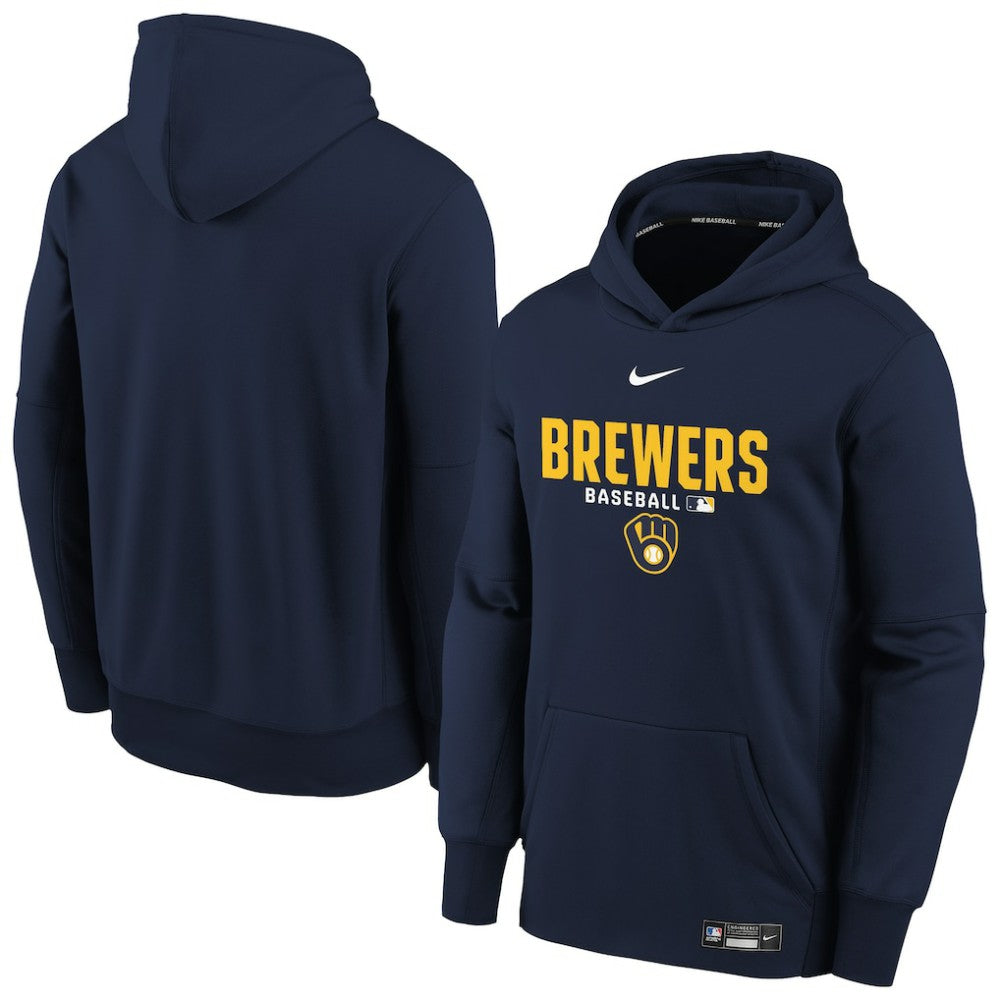 Milwaukee Brewers Nike Youth Authentic Collection Therma-FIT Hoodie - Navy - Nike Sale