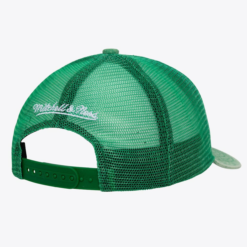 Boston Celtics Gameday Snow Wash Adjustable Trucker Hat Kelly Green | Mitchell & Ness for sale